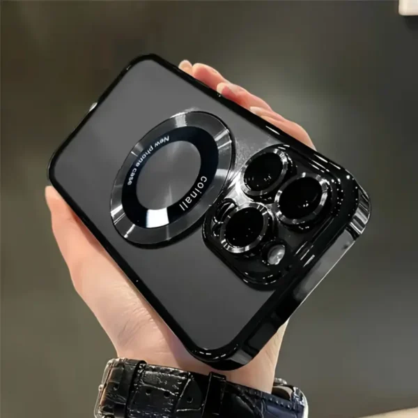 New Luxury Transparent Magnetic Wireless Charging Phone Case For IPhone 16/15/14/13/12/11 Pro Max Plus With Lens Protector Shock – Image 3