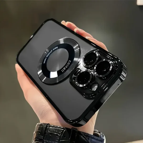 New Luxury Transparent Magnetic Wireless Charging Phone Case For IPhone 16/15/14/13/12/11 Pro Max Plus With Lens Protector Shock – Image 2