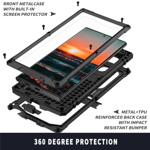Rugged Armor Full Phone Case for Samsung Galaxy S23 S22 S21 S20 Plus Note 20 Ultra A32 A72 A52 Metal Aluminum Shockproof Cover - Image 2