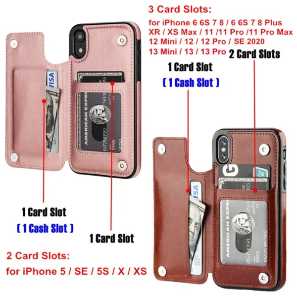 Business Wallet Case For iPhone 14 13 12 11 Pro Max 7 8 Plus Mini SE XR XS Max X Retro Flip Leather Card Holder Phone Cover - Image 11
