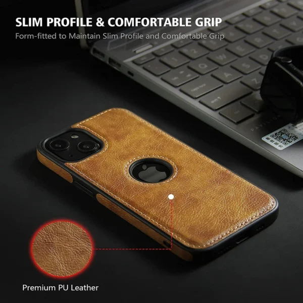 For iPhone 13 12 11 Pro Max Mini XR XS X 8 7 6S Plus SE 2020 Case Slim PU Leather Logo Hole Soft Silicone Shockproof Back Cover - Image 2