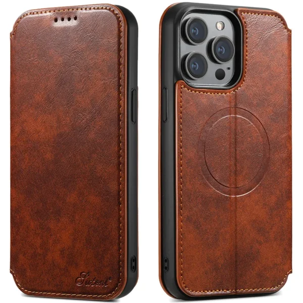 Magsafe Wallet Phone Case For iPhone 12 13 14 15 16 Pro Max Plus Ultra With Stand Card Holder Leather Magnetic Pocket Cover – Image 8