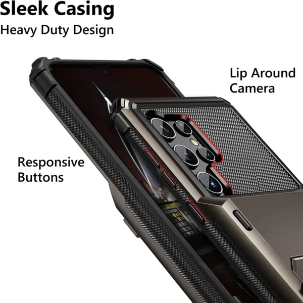 for Samsung S24 S23 S22 Ultra S21 Wallet Case Flip Cover Credit Card Holder Pocket Dual Layer Protective Full-Body Hard Bumper - Image 4