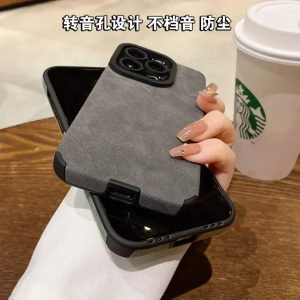 Luxury Matte Soft Leather Phone Case For iPhone 14 13 12 11 Pro Max Lens Protection Shockproof Silicone Cover - Image 4