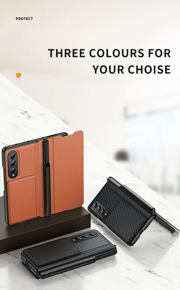 for Samsung Galaxy Z Fold 4 3 Case with S Pen Holder, Credit Card Holder Hinge Protection Leather Wallet Case for Galaxy Z Fold4 - Image 20