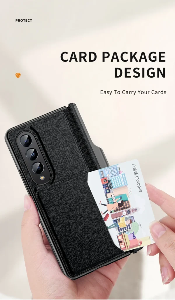 for Samsung Galaxy Z Fold 4 3 Case with S Pen Holder, Credit Card Holder Hinge Protection Leather Wallet Case for Galaxy Z Fold4 - Image 12