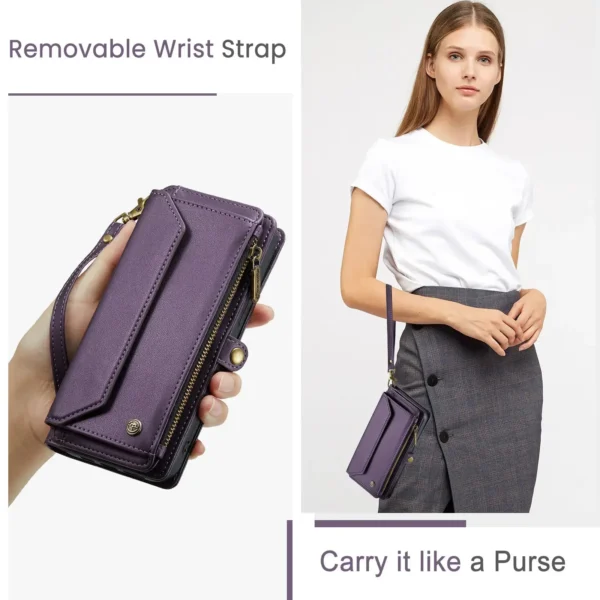 Crossbody for iPhone 15 14 13 12 11 Pro Max SE 2022 XR XS Max Case Wallet【RFID Blocking】with 7-Card Holder Zipper Bills Slot - Image 4