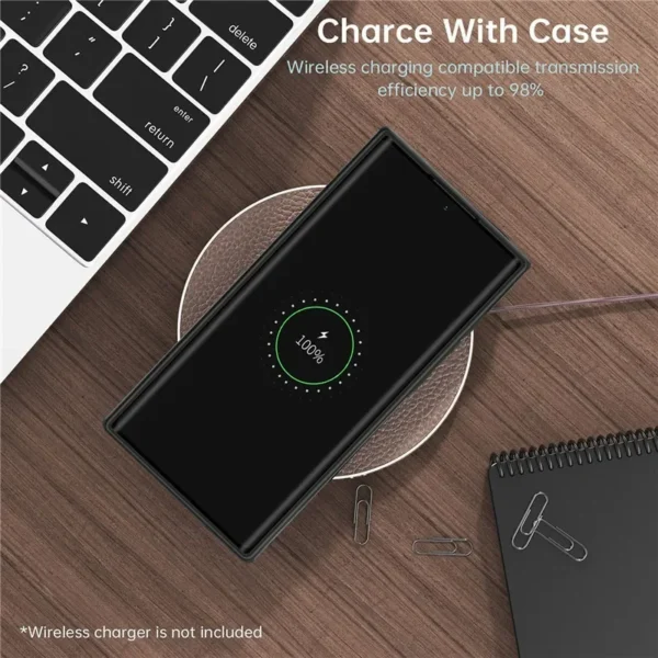 Slim PU Leather Logo Hole Phone Case For for Samsung Galaxy S24 S23 S22 Ultra S22 Plus Soft Silicone Shockproof Back Cover – Image 5