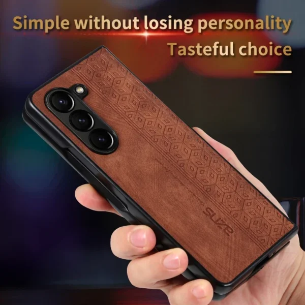 Funda de lujo de cuero PU para teléfono móvil Samsung Galaxy Z Fold 6 5 4 3 Bumper Coque Cubierta trasera para Galaxy Z Fold 5 4 3