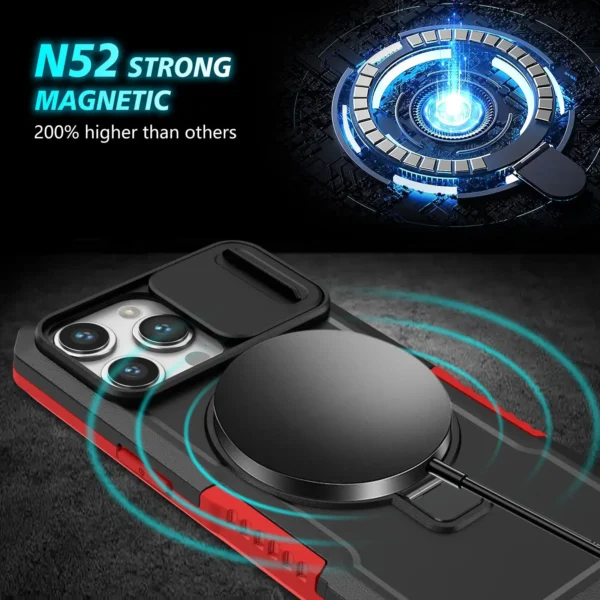 Kickstand Case for iPhone 15 14 Pro Max Plus Slide Camera with Invisible Stand Military Drop Protection Heavy Duty Magnetic Case - Image 4