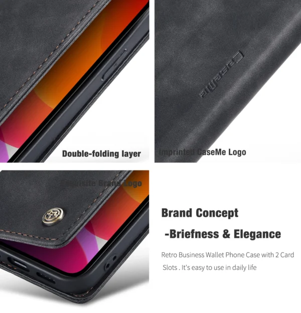 CaseMe Flip Case For iPhone 14 13 12 Mini Pro Max Retro Magnetic Card Leather Wallet For iPhone 11 Pro 8 7Plus XR XS Max SE 2020 - Image 10