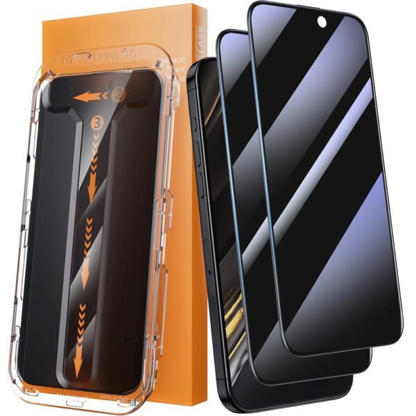 For iPhone 16 15 14 13 12 Pro Max Privacy Screen Protector,[Auto Dust-Elimination] Bubble-Free,2.5D Full-Coverage Tempered Glass - Imagen 2