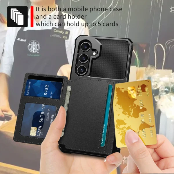 for Samsung Galaxy A55 A35 5G Case with Card Holder, Heavy Duty Shockproof Rugged Soft TPU Back Leather Flip Wallet Cover - Image 2