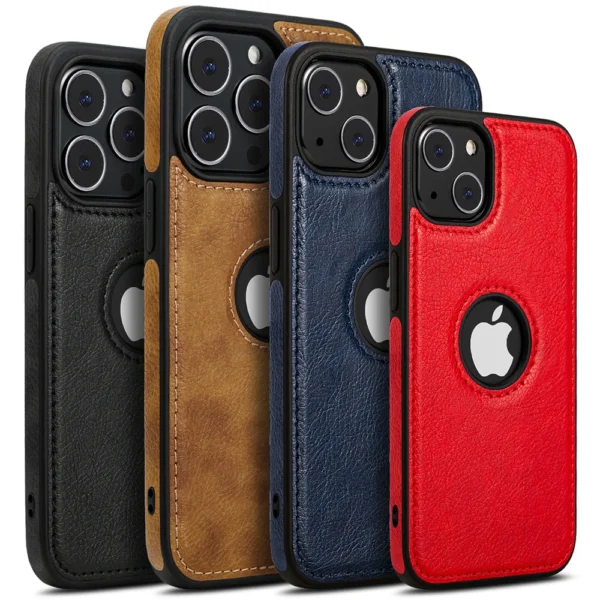 For iPhone 13 12 11 Pro Max Mini XR XS X 8 7 6S Plus SE 2020 Case Slim PU Leather Logo Hole Soft Silicone Shockproof Back Cover