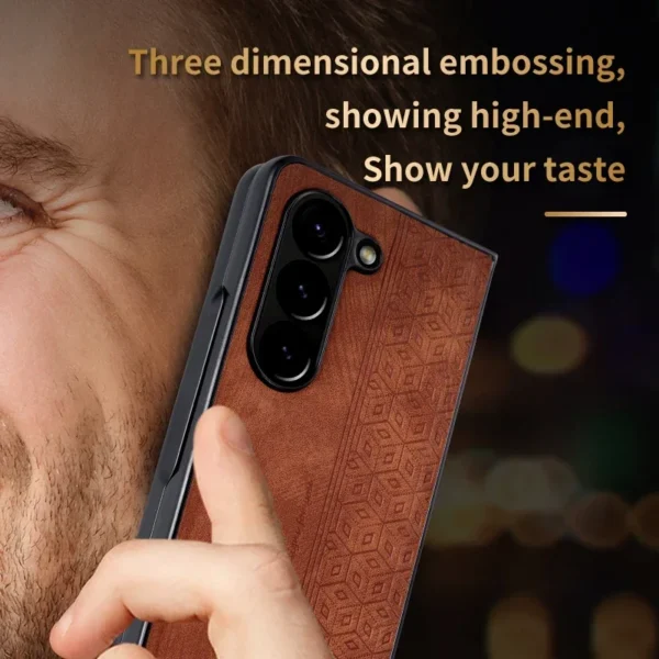 Luxury PU Leather Mobile Phone Case For Samsung Galaxy Z Fold 6 5 4 3 Bumper Coque Back Cover For Galaxy Z Fold 5 4 3 - Imagen 4