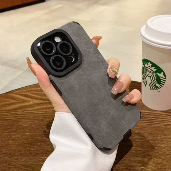 Luxury Matte Soft Leather Phone Case For iPhone 14 13 12 11 Pro Max Lens Protection Shockproof Silicone Cover - Image 2