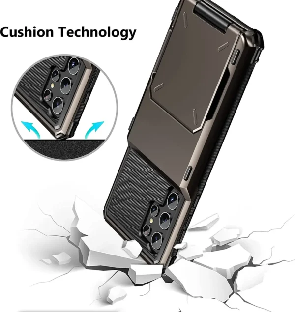 for Samsung S24 S23 S22 Ultra S21 Wallet Case Flip Cover Credit Card Holder Pocket Dual Layer Protective Full-Body Hard Bumper - Image 5