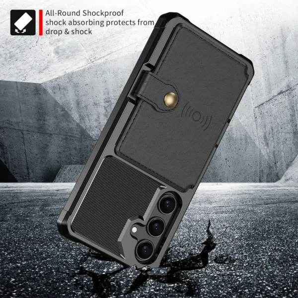 for Samsung Galaxy A55 A35 5G Case with Card Holder, Heavy Duty Shockproof Rugged Soft TPU Back Leather Flip Wallet Cover - Image 4