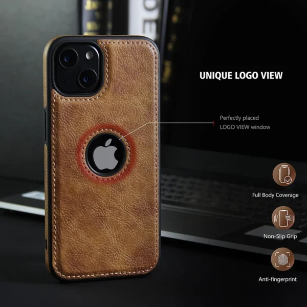For iPhone 13 12 11 Pro Max Mini XR XS X 8 7 6S Plus SE 2020 Case Slim PU Leather Logo Hole Soft Silicone Shockproof Back Cover - Image 3