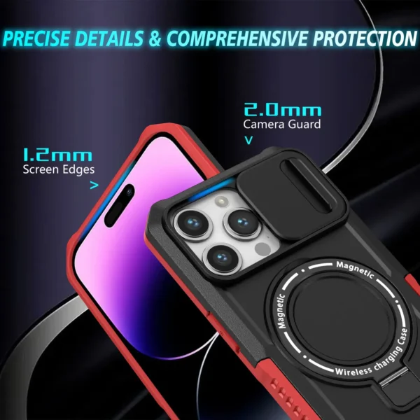 Kickstand Case for iPhone 15 14 Pro Max Plus Slide Camera with Invisible Stand Military Drop Protection Heavy Duty Magnetic Case - Image 3