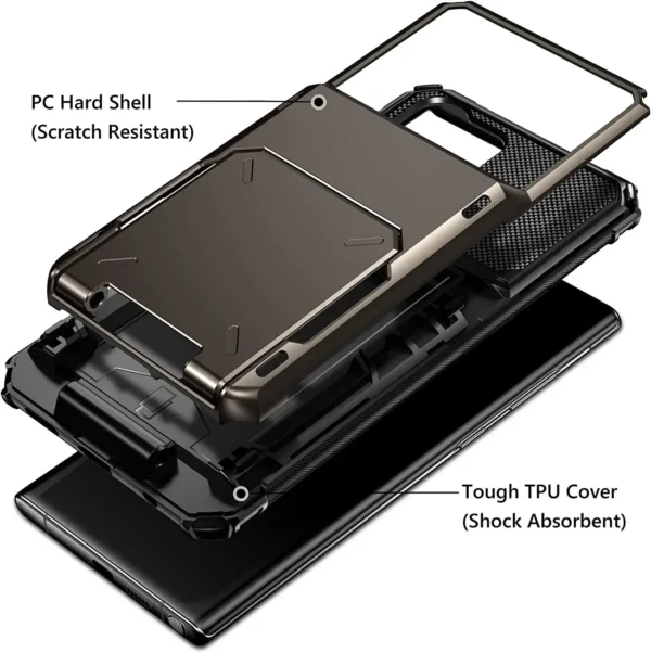 for Samsung S24 S23 S22 Ultra S21 Wallet Case Flip Cover Credit Card Holder Pocket Dual Layer Protective Full-Body Hard Bumper - Image 3