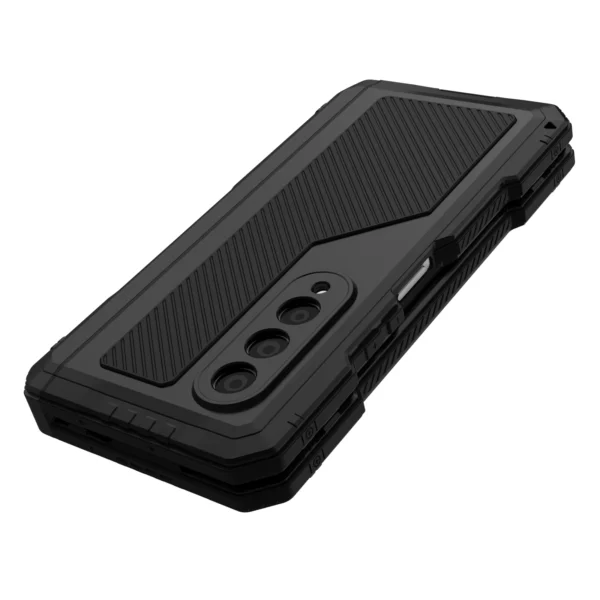 for Samsung Galaxy Z Fold 4 Metal Case with Kickstand, 3 Layers Full Body Protective Shockproof Aluminium Cover for Z Fold 4 - Imagen 4