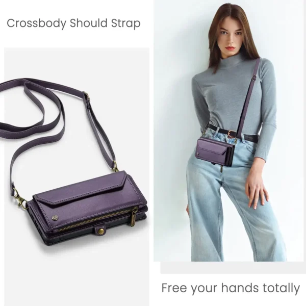Crossbody for iPhone 15 14 13 12 11 Pro Max SE 2022 XR XS Max Case Wallet【RFID Blocking】with 7-Card Holder Zipper Bills Slot - Image 5