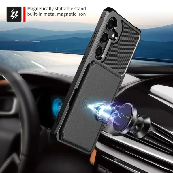 for Samsung Galaxy A55 A35 5G Case with Card Holder, Heavy Duty Shockproof Rugged Soft TPU Back Leather Flip Wallet Cover - Image 3
