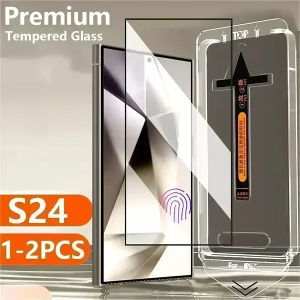 1-2PCS Dust Free Screen Protector For Samsung Galaxy S24 Ultra Tempered Glass Install Box for Samsung S24 Plus Full Cover Glass - Image 4