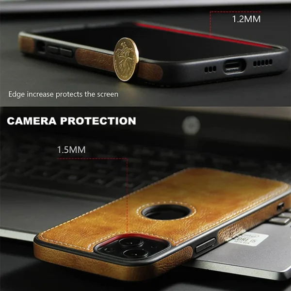 For iPhone 13 12 11 Pro Max Mini XR XS X 8 7 6S Plus SE 2020 Case Slim PU Leather Logo Hole Soft Silicone Shockproof Back Cover - Image 4