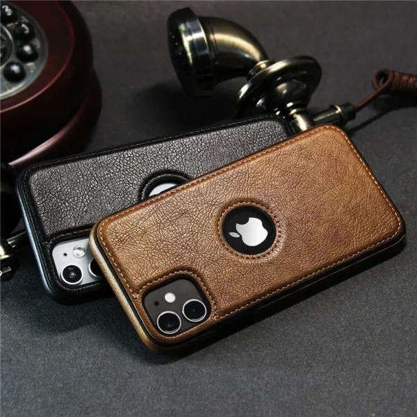 For iPhone 13 12 11 Pro Max Mini XR XS X 8 7 6S Plus SE 2020 Case Slim PU Leather Logo Hole Soft Silicone Shockproof Back Cover - Image 7