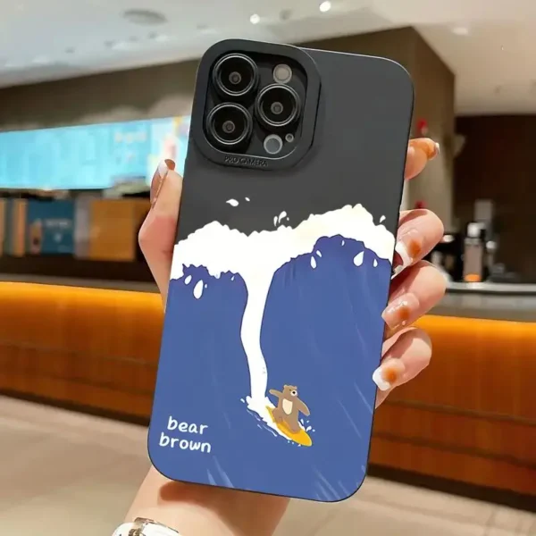 Ins Cartoon Cute Surfing Bear Phone Case for IPhone 16 Pro Max 15 Pro 14Plus 13 12 Anti-slip Soft TPU Phone Protective Cover - Image 10