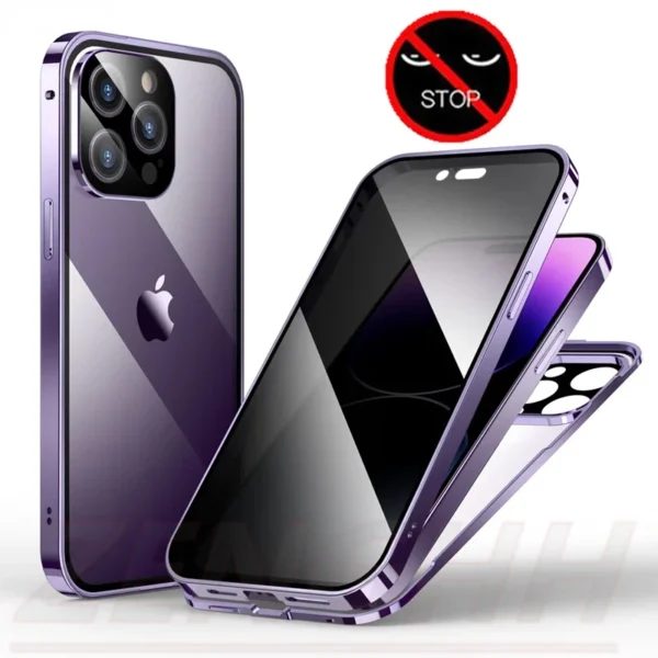 Anti-Peep Privacy Magnetic Case for iPhone 15 14 13 12 Pro Max 15Plus, Camera Lens Protection