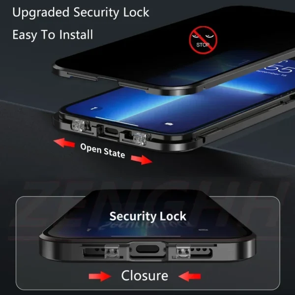Anti-Peep Privacy Magnetic Case for iPhone 15 14 13 12 Pro Max 15Plus, Camera Lens Protection - Image 4