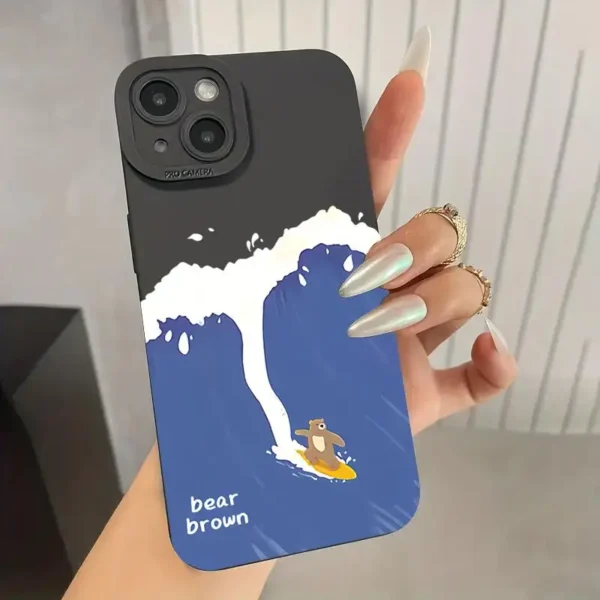 Ins Cartoon Cute Surfing Bear Phone Case for IPhone 16 Pro Max 15 Pro 14Plus 13 12 Anti-slip Soft TPU Phone Protective Cover - Image 7