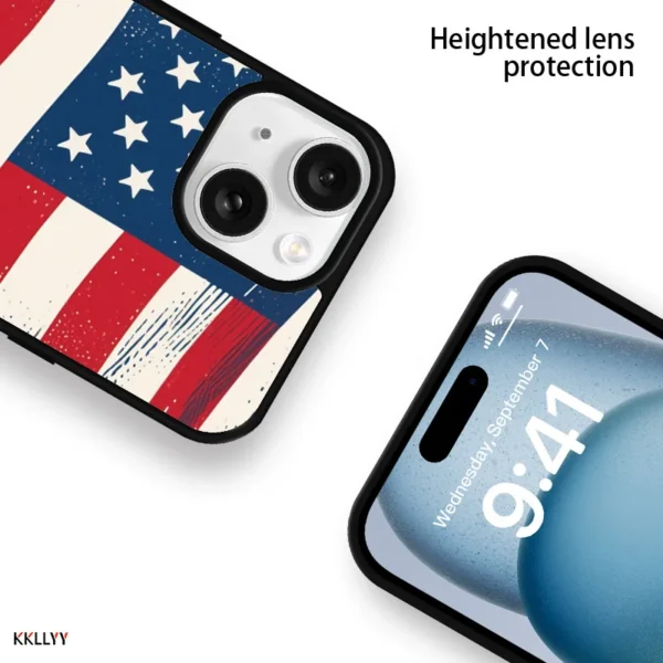 Acrylic magnetic Phone Case for iPhone 16E/15/14/13 Printed Phone Cover Baseball and National Flag Shockproof Holiday gifts - Image 5