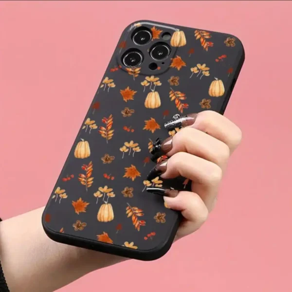 Maple Leaf & Pumpkin Pattern Phone Case, Fashion Phone Cover Compatible with IPhone 16 Pro Max 15 Pro 14Plus 13 12 11 XR X/XS - Image 6
