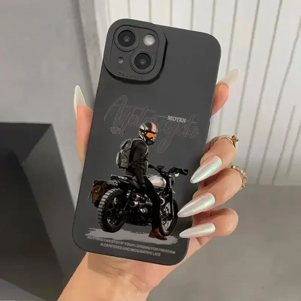 Trend Cool Biker Motorcycle Phone Case for IPhone 16 Pro Max 15 14Plus 13 Shockproof Anti-slip Soft TPU Phone Protective Cover - Image 2