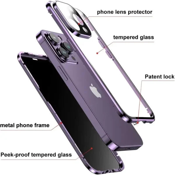 Anti-Peep Privacy Magnetic Case for iPhone 15 14 13 12 Pro Max 15Plus, Camera Lens Protection - Image 3