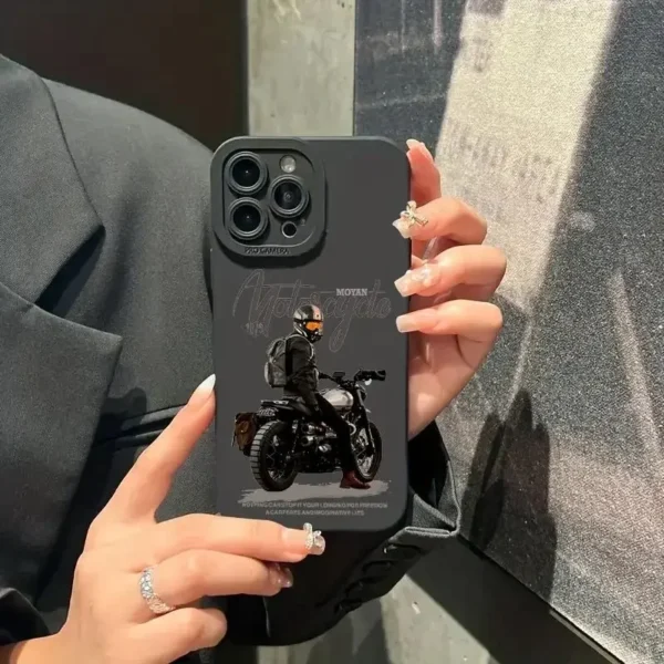 Trend Cool Biker Motorcycle Phone Case for IPhone 16 Pro Max 15 14Plus 13 Shockproof Anti-slip Soft TPU Phone Protective Cover - Image 3