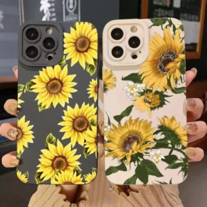 Cute Sunflower Silicone Phone Case for IPhone 16 Pro Max 15Pro 14Plus 13 12 Shockproof Anti-slip Soft TPU Phone Protective Cover